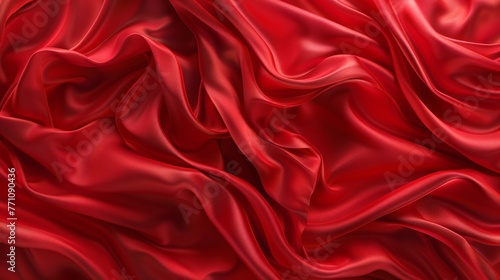 A canvas of luxury The lush texture and vibrant hues of red silk, rendered in exquisite detail for a backdrop of elegance