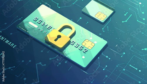 PCI DSS Compliance Solutions: Secure Payment Card Data, PCI DSS compliance solutions with an image of a credit card and a lock representing secure transactions photo
