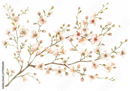 Springtime Florals  foral clip art depicting blooming flowers  budding branches  and fresh foliage