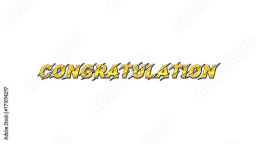 Congratulation Text Animation Isolated White Background photo