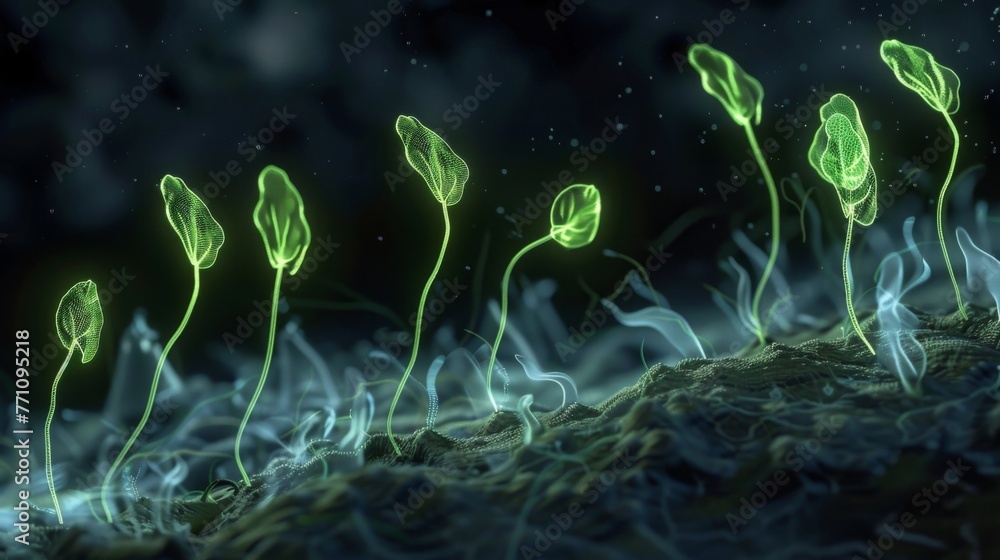 An animated image showing the opening and closing of stomata over a period of time as the plant responds to changes in light and environmental - obrazy, fototapety, plakaty 