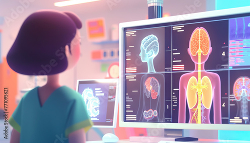 AI Powered Diagnostics: Advanced Medical Imaging Analysis, AI-powered diagnostics with an image of AI algorithms analyzing medical scans and detecting abnormalities