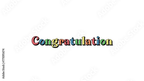 Congratulation Text Animation Isolated White Background photo