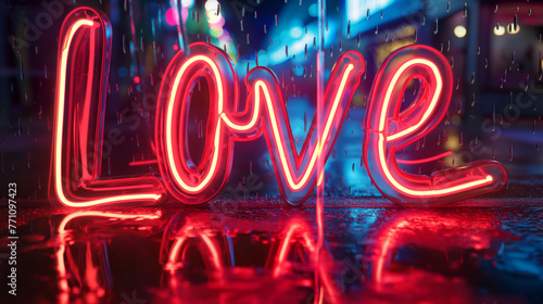 sign in the nightclub - love - neon sign - Embrace of Light: The "Love" Neon Glow (ID: 771097423)