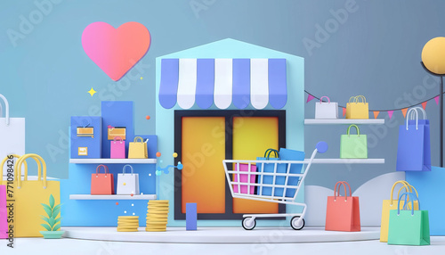E-commerce Growth Visual: Illustrate the growth of e-commerce platforms with an image showing increased online sales and customer engagement photo