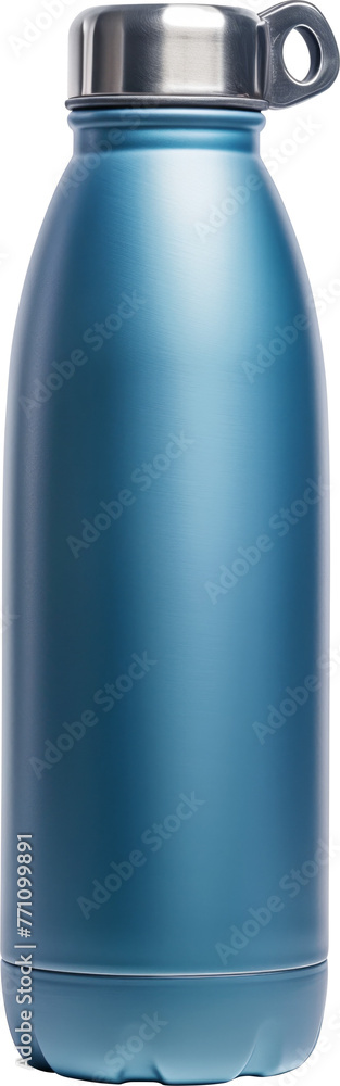 Blue steel reusable water bottle - obrazy, fototapety, plakaty 