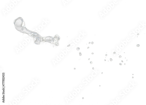 Shape form throw of Water splashes into Line water in air and stop motion freeze shot. Shape form Water for clear texture graphic resource elements, black background isolated
