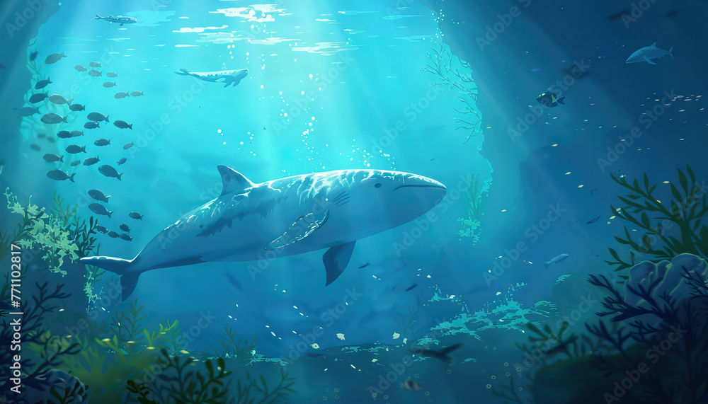 Fototapeta premium Oceanic Adventures: Underwater exploration, marine life encounters, and marine conservation efforts in ocean environments