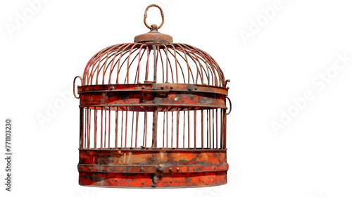 "Elegant Bird Cage PNG: Ornate Aviary Isolated on White | Transparent Background" hand edited generative AI