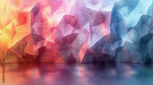 Silver light pale brown orange yellow peach beige abstract background. Geometric pattern shape. Line triangle polygon angle fold. Colour gradient. Shadow. Matte. 3d effect. Rough grain grungy. Design. © IC Production