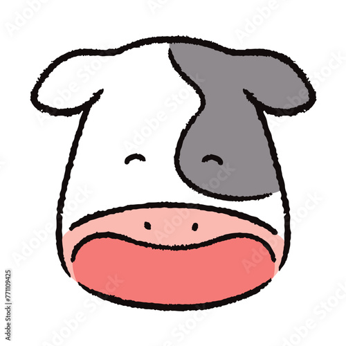 笑っている牛の顔のイラスト素材