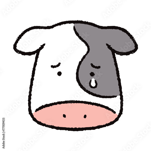 泣いている牛の顔のイラスト素材