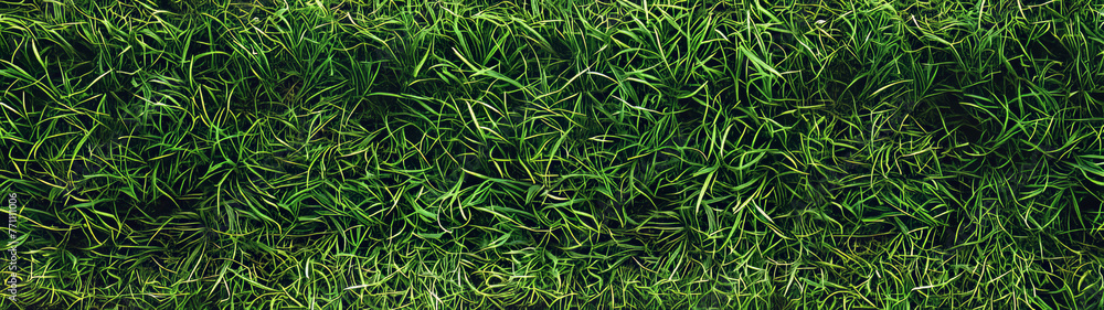 A vibrant, detailed image capturing the texture of a dense green grass field