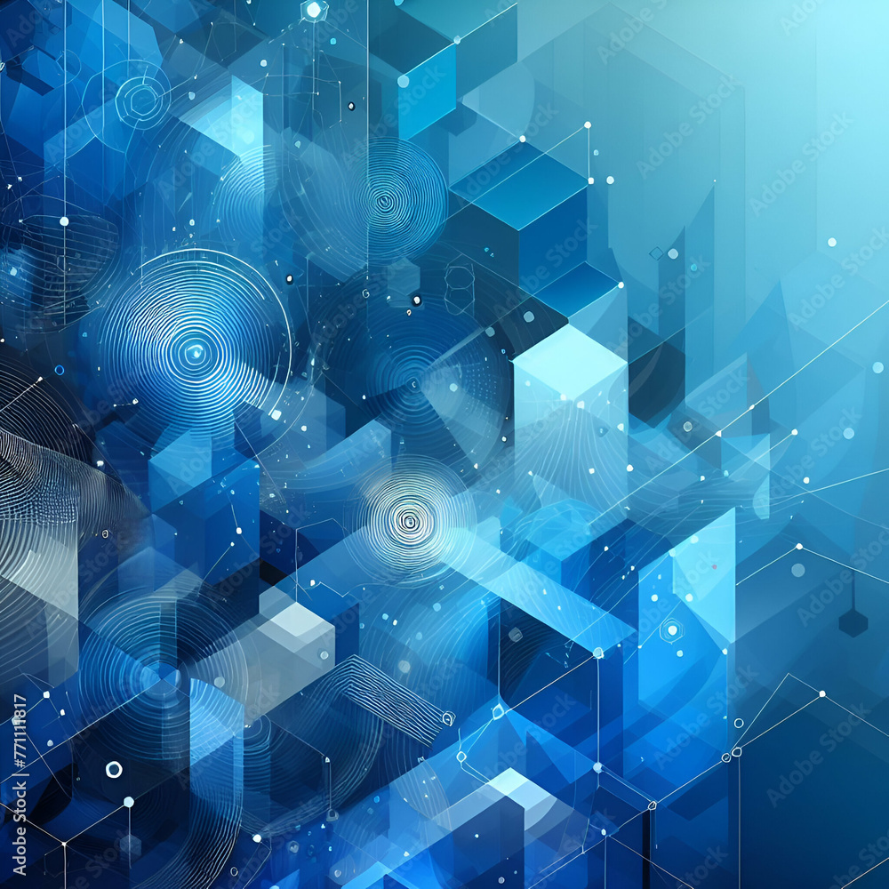 abstract technology background with glowing lines and cubes abstract technology background with glowing lines and cubes