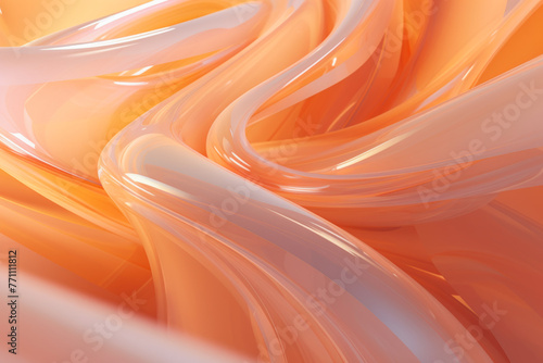Abstract geometric peach fuzz background with glass spiral tubes, flow clear fluid with dispersion and refraction effect, crystal composition of flexible twisted pipes, modern 3d wallpaper, design ele photo