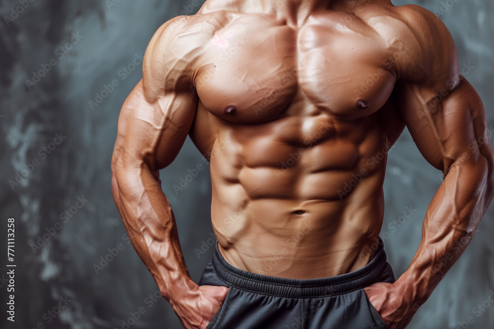 Fototapeta premium fitness model torso in top with well defined abdominal muscles