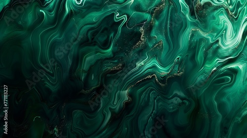 An amazing abstract dark green texture provides a 3D vertical banner in emerald royal color, with an oil marble picture that glows, perfect for trendy modern backgrounds