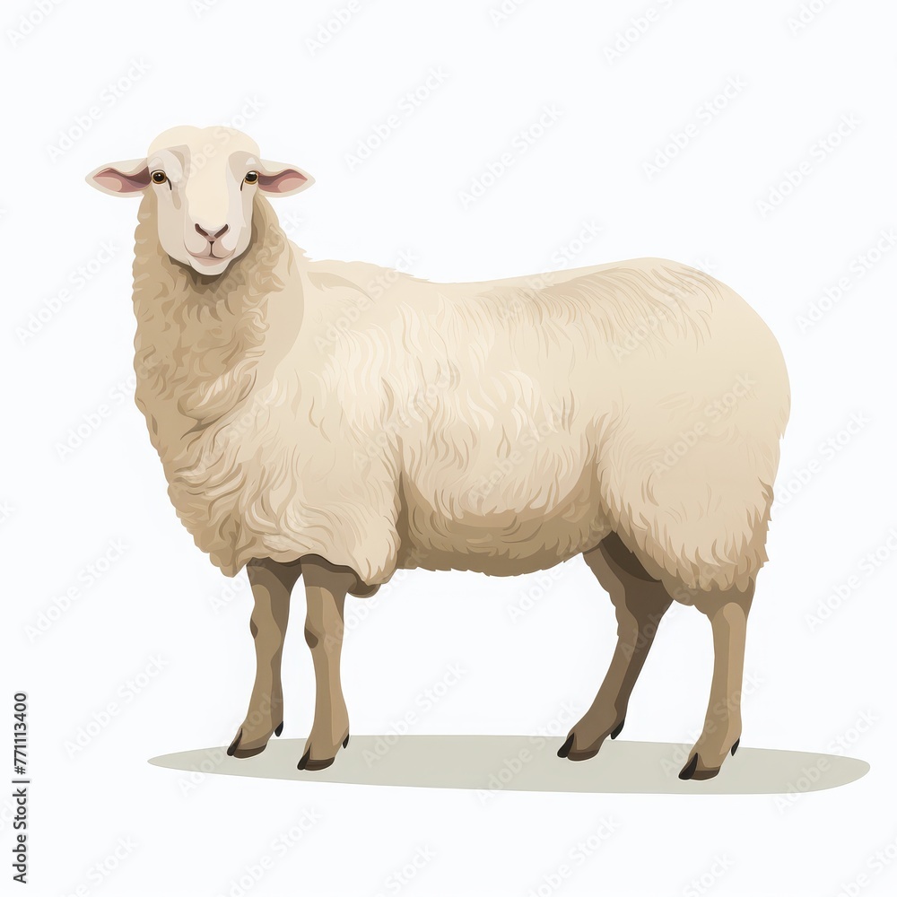 Fototapeta premium vector illustration of sheep side view on solid white background