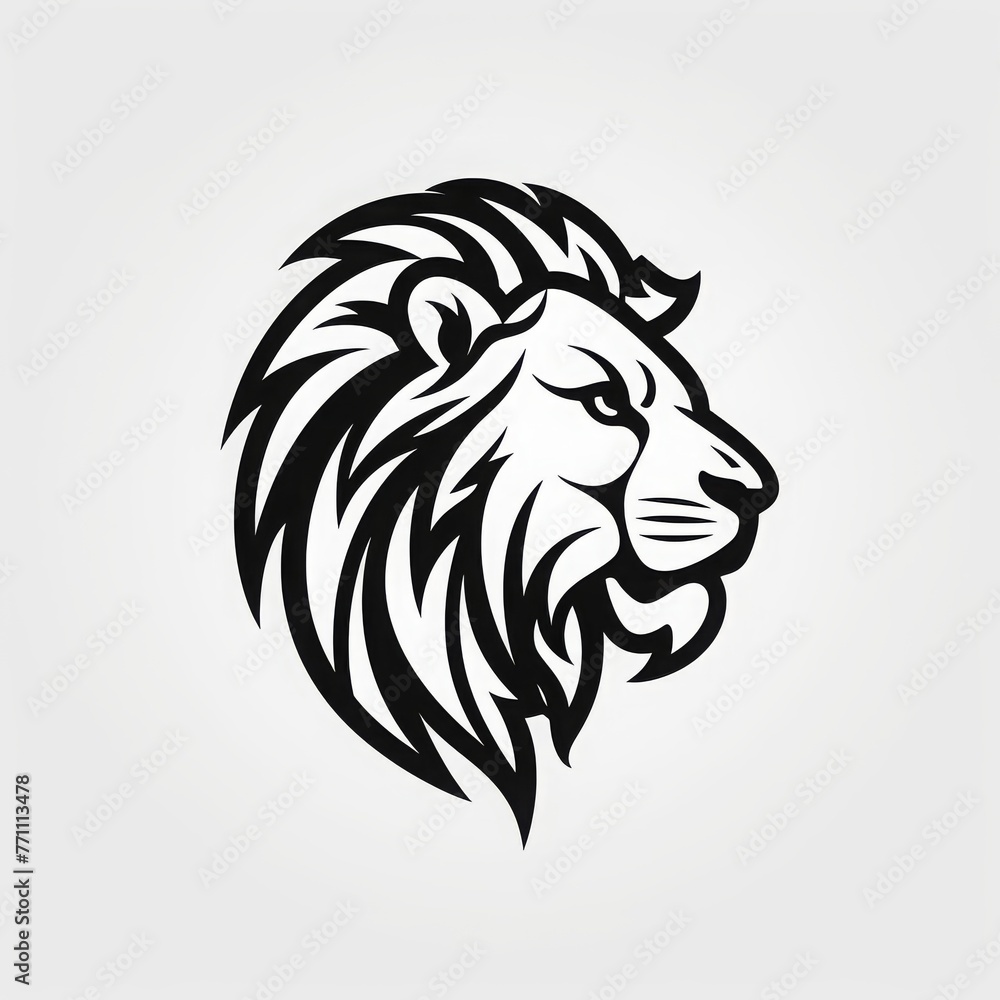 vector illustration simple line art logo of a lion with a side view on a solid white background
