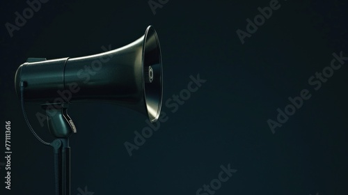 A megaphone on dark background. AI generated image
