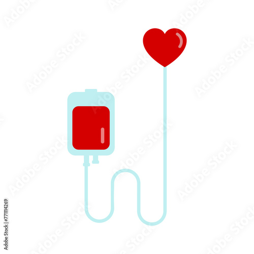 Blood donation transfusion concept showcasing a blood bag and red heart for social awareness. Editable vector icon.