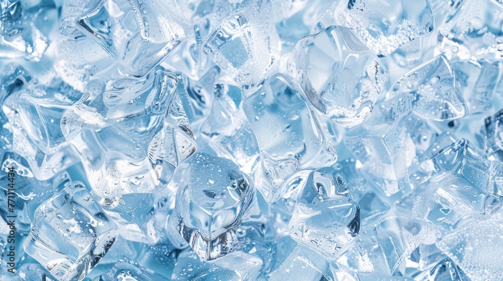 Top view crystal clear ice cubes isolated copy space background. AI generated image Top view crystal clear ice cubes isolated copy space background. AI generated image