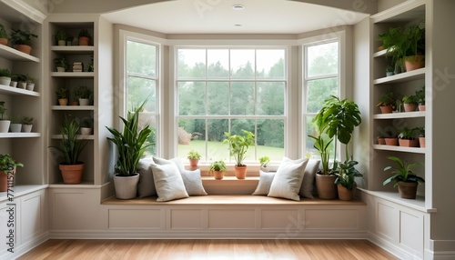 A-bay-window-with-a-built-in-window-seat-and-shelves-for-plants--