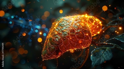 Anatomy of a Human Liver - Intricate Vascular Network in 3D Illustration