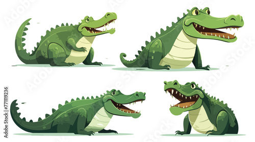 Crocodile as Green Predatory Semiaquatic Reptile Ve