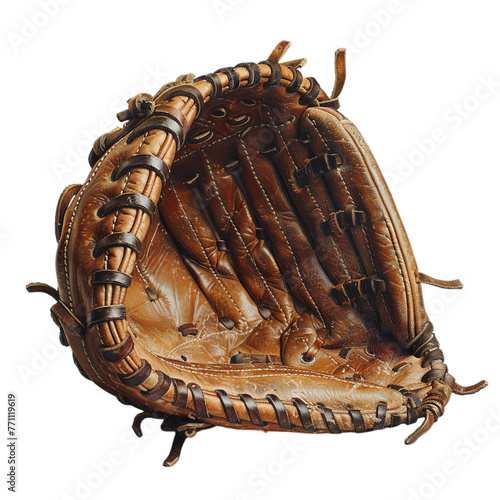 Leather baseball glove isolated ontransparent background. photo