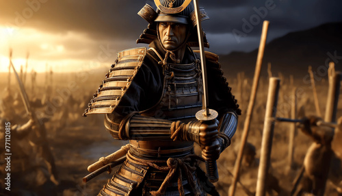 Samurai con katana