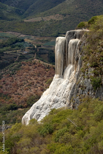 Tavertine waterfall rock formation at Hierve el Agua in Oaxaca  Mexico