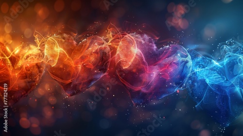 An abstract illustration of interconnected hearts pulsing in unison representing the idea of connections and relationships being the universal pulse of life.