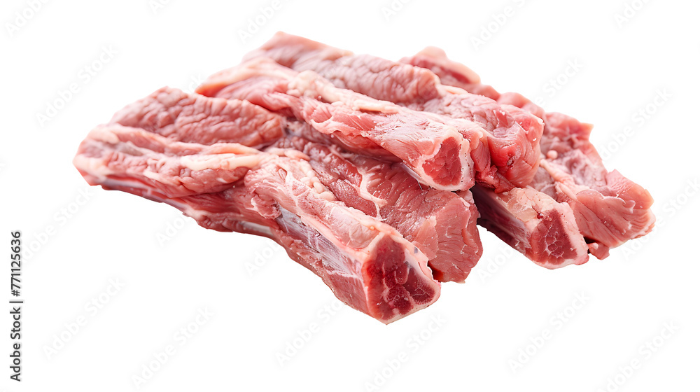 Fresh pork neck raw or collar pork, on white