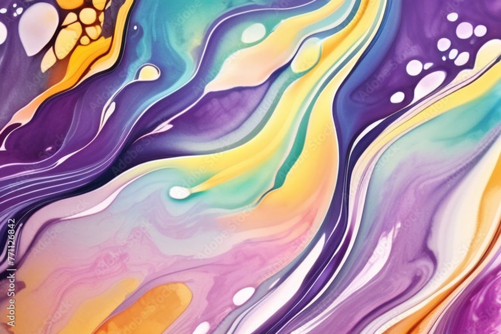 Closeup of abstract watercolor paint background texture with liquid fluid marbled paper texture banner texture. Generative AI (생성형 AI) Closeup of abstract watercolor paint background texture with liquid fluid marbled paper texture banner texture. Generative AI (생성형 AI)