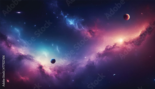 science and fiction wallpaper. The beauty of deep space. Colorful graphics for the background, like water waves, clouds, night sky, the universe, galaxy, Planets