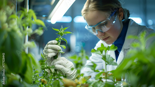 green leaves , DNA  green , botanical garden , researching genomic changes in hybrid plants photo