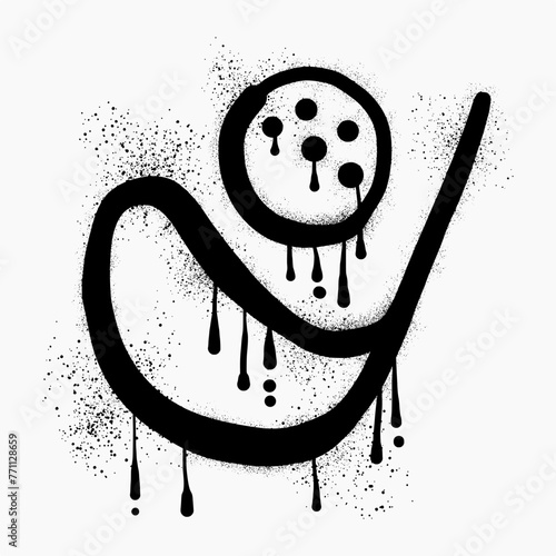 Golf graffiti drawn with black spray paint