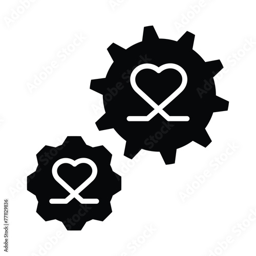 Heartfelt Machinery. Cogs and Heart. Integrates love into the mechanics of life with this icon, perfect for illustrating harmony and synchronization in relationships.