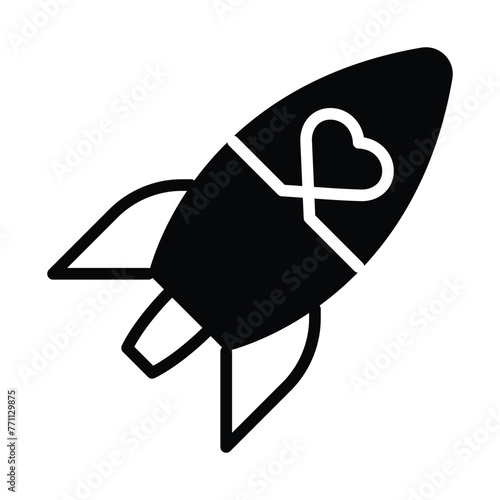 Love Takes Off. Rocket and Heart. Propels love to new heights with this icon, perfect for illustrating excitement and adventure in relationships.