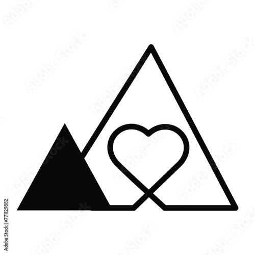 Steadfast Love. Mountain and Heart. Represents the strength of love with this icon, ideal for illustrating resilience and endurance in relationships.