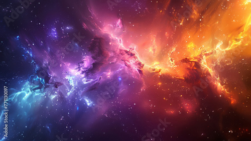 Ethereal space nebula scene, colors dancing in cosmic harmony