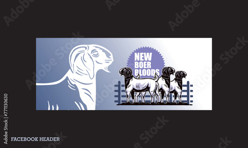 boer goat facebook header design, silhouette of great design vector illustrations