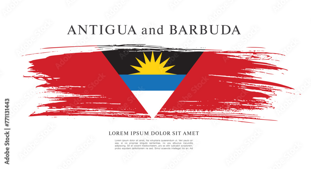 Obraz premium Flag of Antigua and Barbuda, brush stroke background