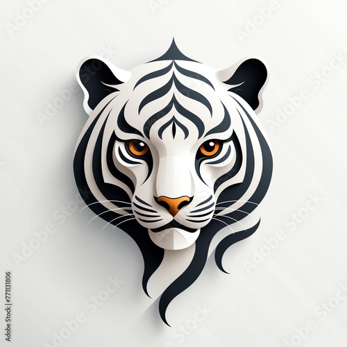 Tiger Icon -- Stylized Illustration of a White Tiger Head -- Set ID A3GZVY