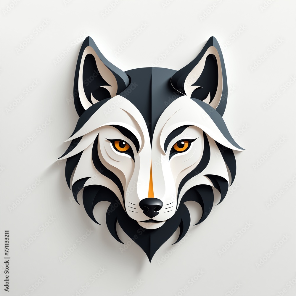 Wolf Icon -- Stylized Paper Art Illustration of a Wolf's Head -- Set ID A3GZVY