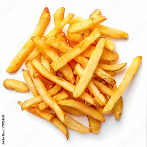 Freedom fries pile isolated on white, top view.