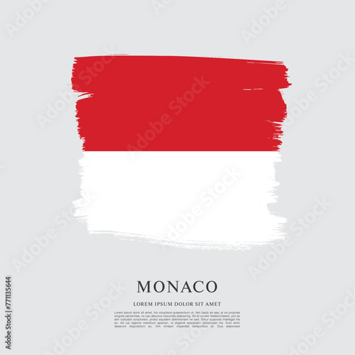 Flag of Monaco  brush stroke background