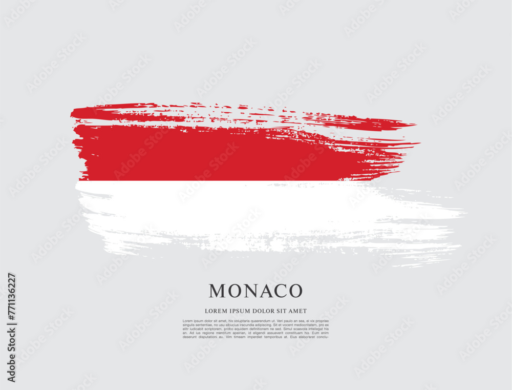 Flag of Monaco, brush stroke background Flag of Monaco, brush stroke background