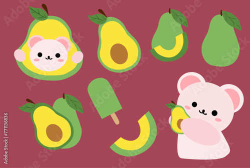 cute bear and avocado